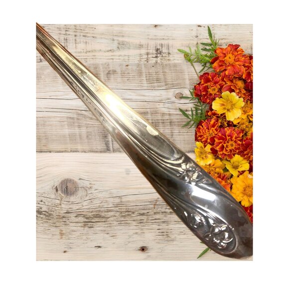 Vintage International Silver ROMANCE Large Silverplated Serving Spoon Floral Pat - Picture 2 of 4